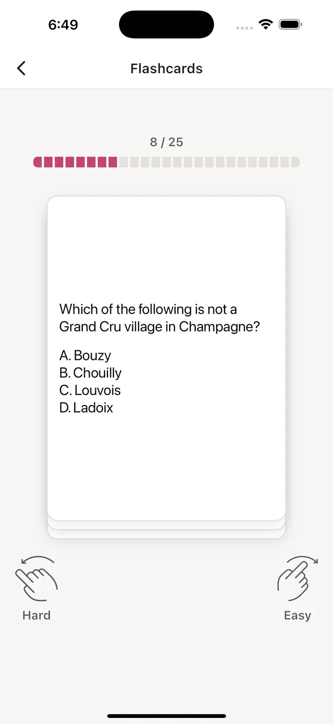 A wine flashcard in Cork Dork
